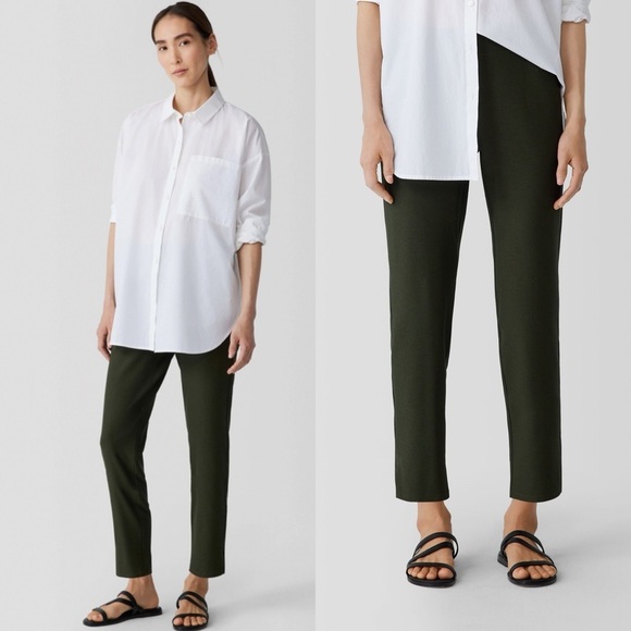 NWT Eileen Fisher Olive Green Washable Stretch Crepe Pants Small S - Picture 11 of 11